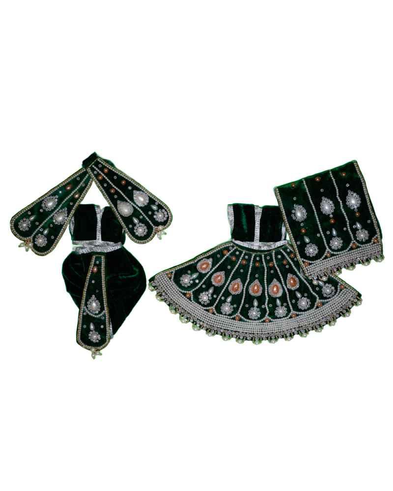 Velvet Radha Krishna Dress with Floral and Gems Work