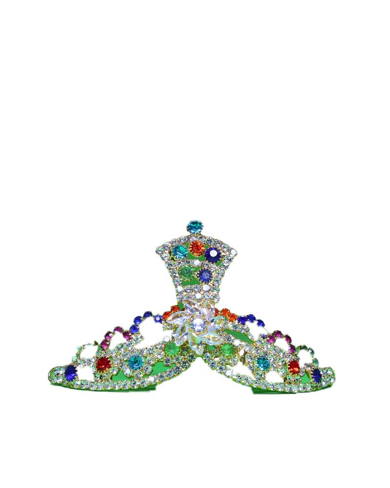 Vibrant Multi-Color Crystal Crown For Radha Krishna Idols