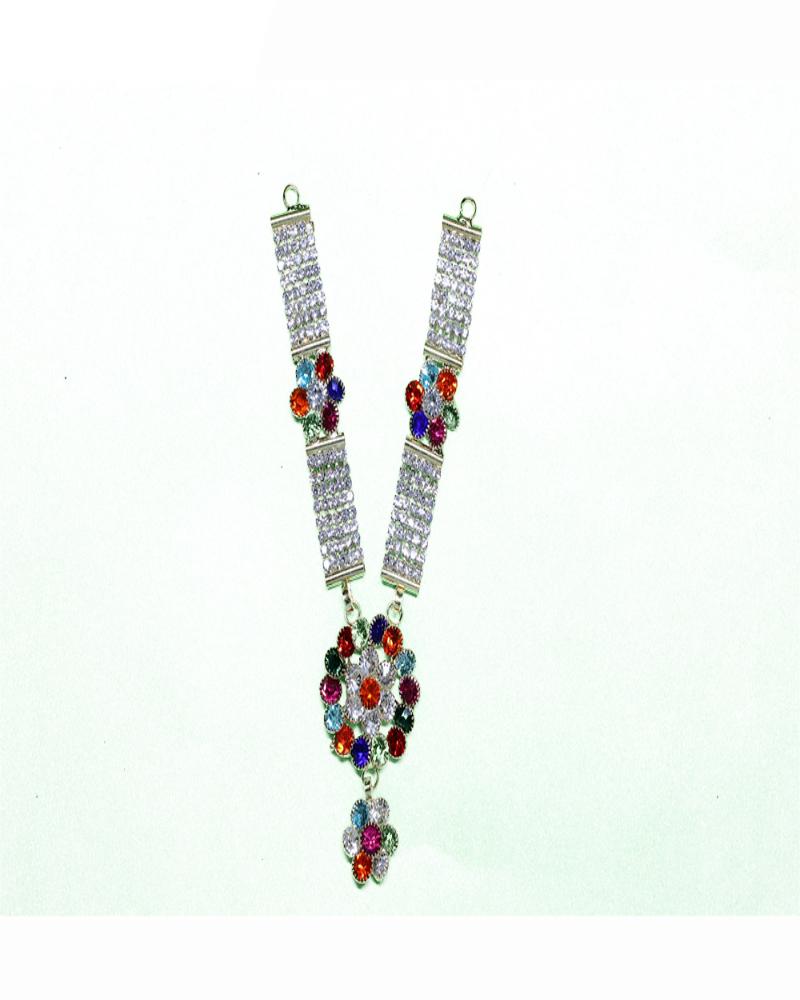 Vibrant Multi-Color Stone & Crystal Adornment Decorative Floral Design