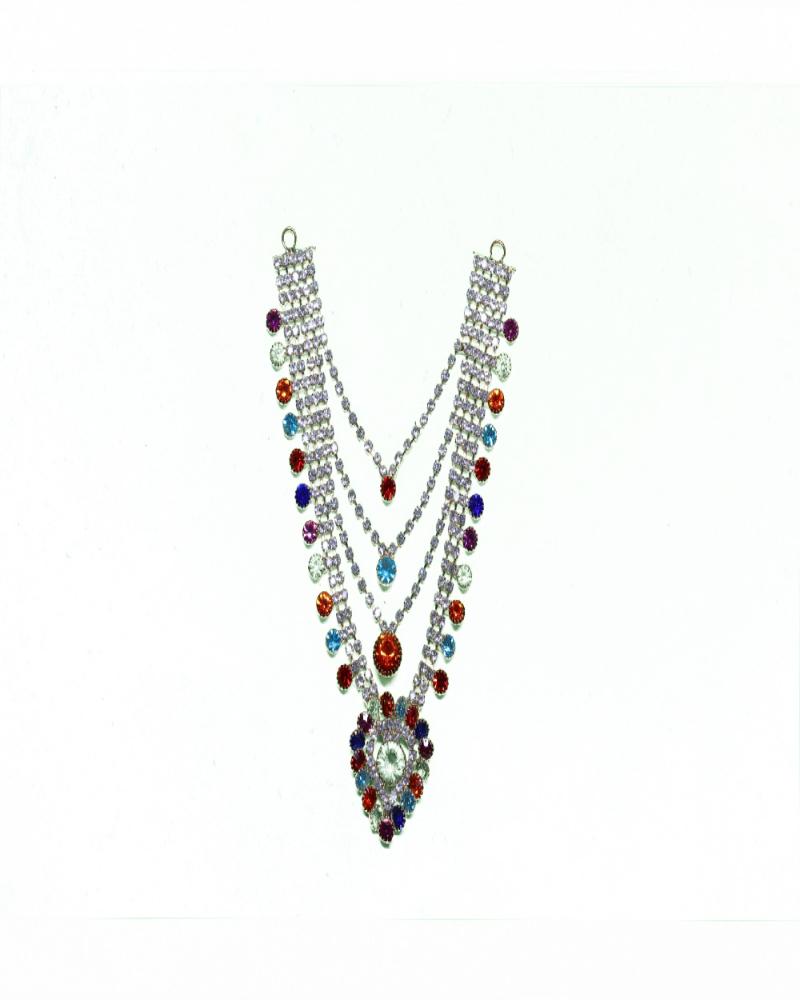 Vibrant Multi-Color Stone V-Shape Adornment Sparkling Crystal Piece