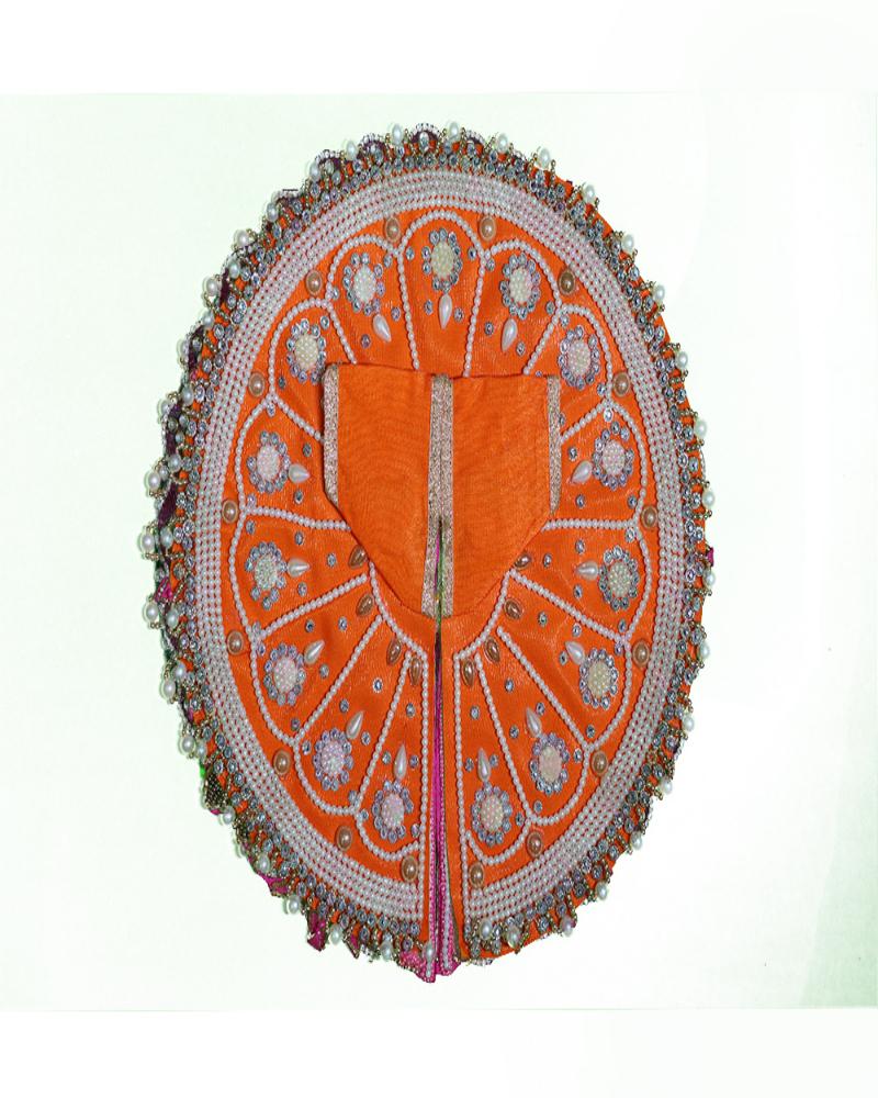 Vibrant Orange Laddu Gopal Poshak With Pearl & Stone Floral Work