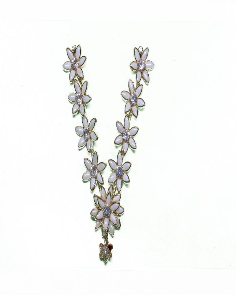 White Floral Stone Adornment Elegant Blossom Piece