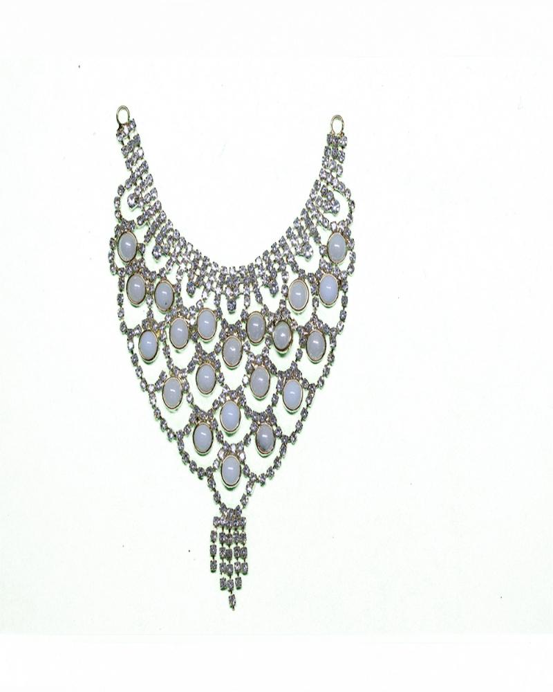 White Stone & Crystal Curved Adornment Luminous Piece